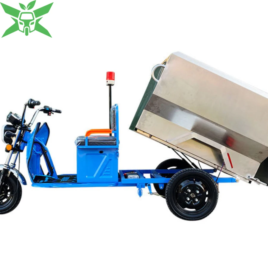 Xe Điện 3 Bánh Chở Rác Thùng Inox Chống Gỉ 800W Dung Tích 650L 6 Xe điện 3 bánh chở rác inox 650L